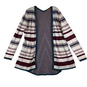 Belladini Striped Cardigan Sweater Women's Large Cotton Blend Knit Southwestern